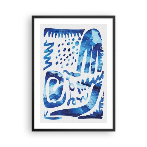 Póster en marco negro - Abstracción moderna en tonos azules - 50x70cm - Vuelta a las raíces - Decoración de pared moderna para salón y dormitorio ARTTOR