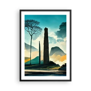 Póster en marco negro - Un paisaje misterioso con obeliscos monumentales - 50x70cm - Cada vez a más altitud - Decoración de pared moderna para salón y dormitorio ARTTOR