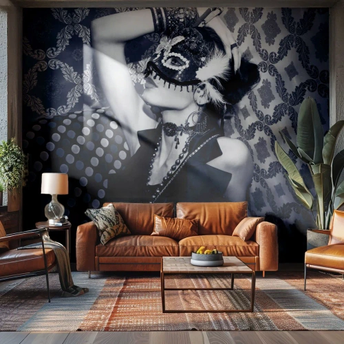 Fotomural Premium Canvas - Decoraciones, adornos, patrones... - Mujer, máscara veneciana, Modelo - 400x280 cm