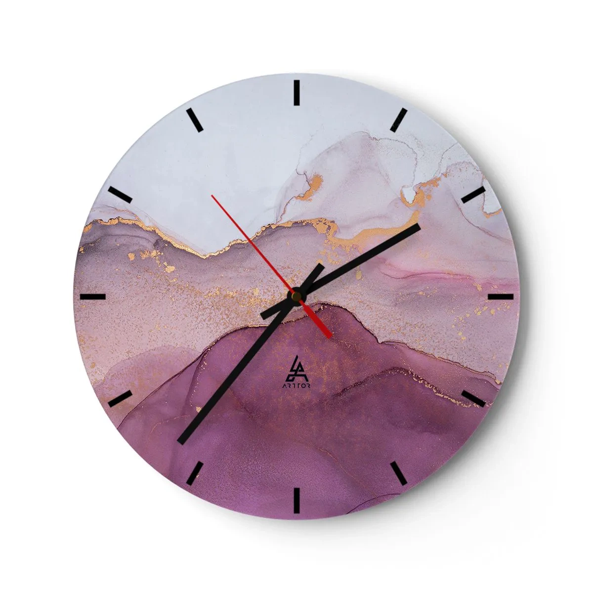 Reloj de pared - Reloj de vidrio - Olas de lila y púrpura - 40x40 cm