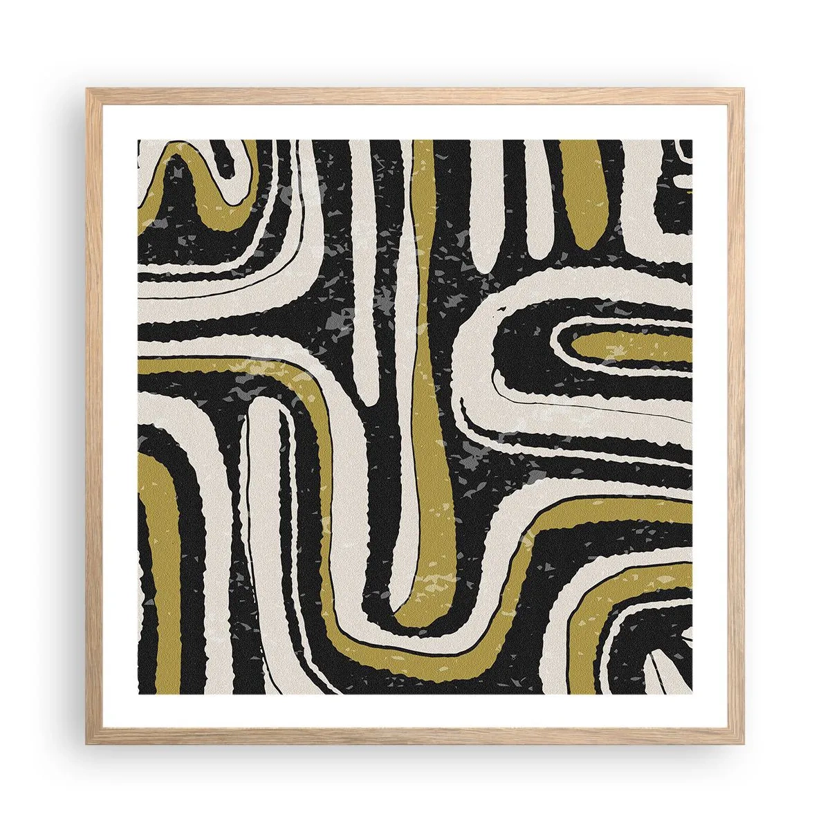 Póster en marco roble claro - Composición: tramos y callejones - 60x60 cm