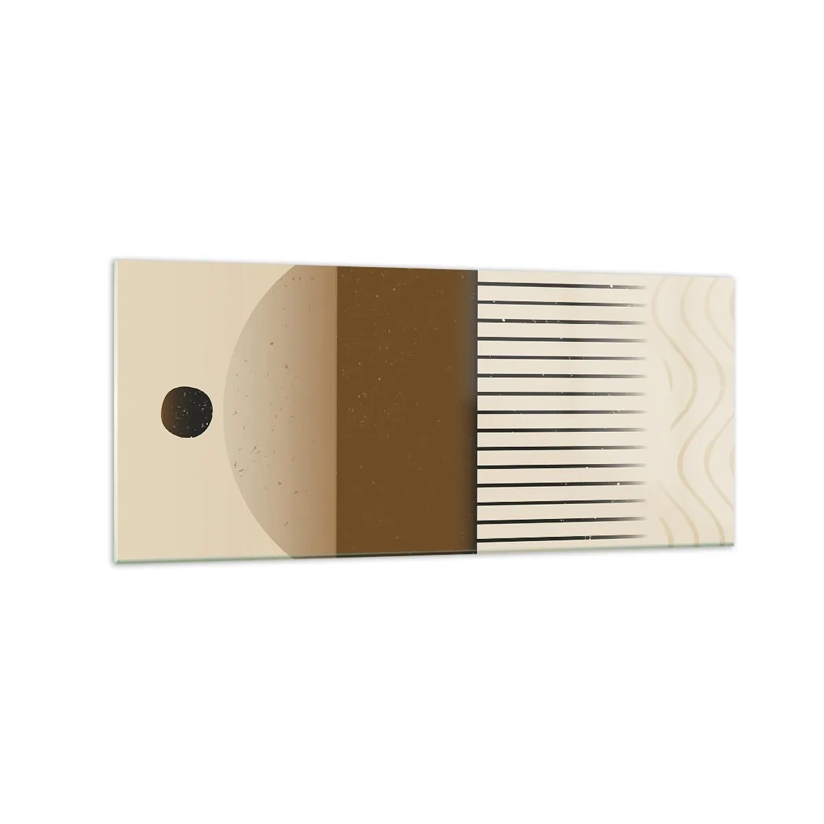 Cuadro sobre vidrio - Impresiones sobre Vidrio - Composición geométrica abstracta en tonos beige y marrón. - 120x50cm - Varios estados - Decoración de pared moderna para salón y dormitorio ARTTOR