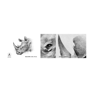 Muestra de fotomural Premium Sand - Retrato africano - Abstracción, Rinoceronte, animales - 100x30 cm