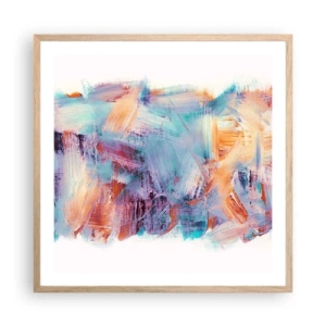 Póster en marco roble claro - Colorido desorden - 60x60 cm