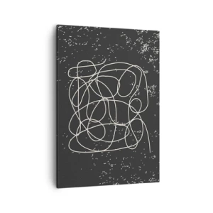 Cuadro sobre lienzo - Impresión de Imagen - Línea abstracta sobre fondo negro con finos detalles. - 50x70cm - Pensamientos errantes - Decoración de pared moderna para salón y dormitorio ARTTOR