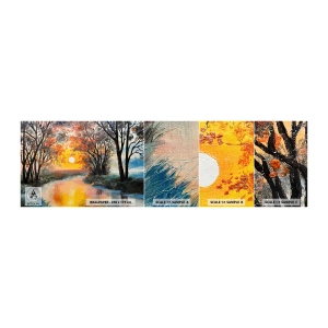 Muestra de fotomural autoadhesivo Deluxe Sticker - Ambiente otoñal - Paisaje, Río, Árboles - 100x30 cm
