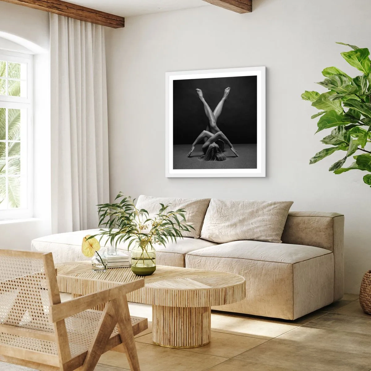 Póster en marco blanco - Geometría al desnudo - 40x40 cm