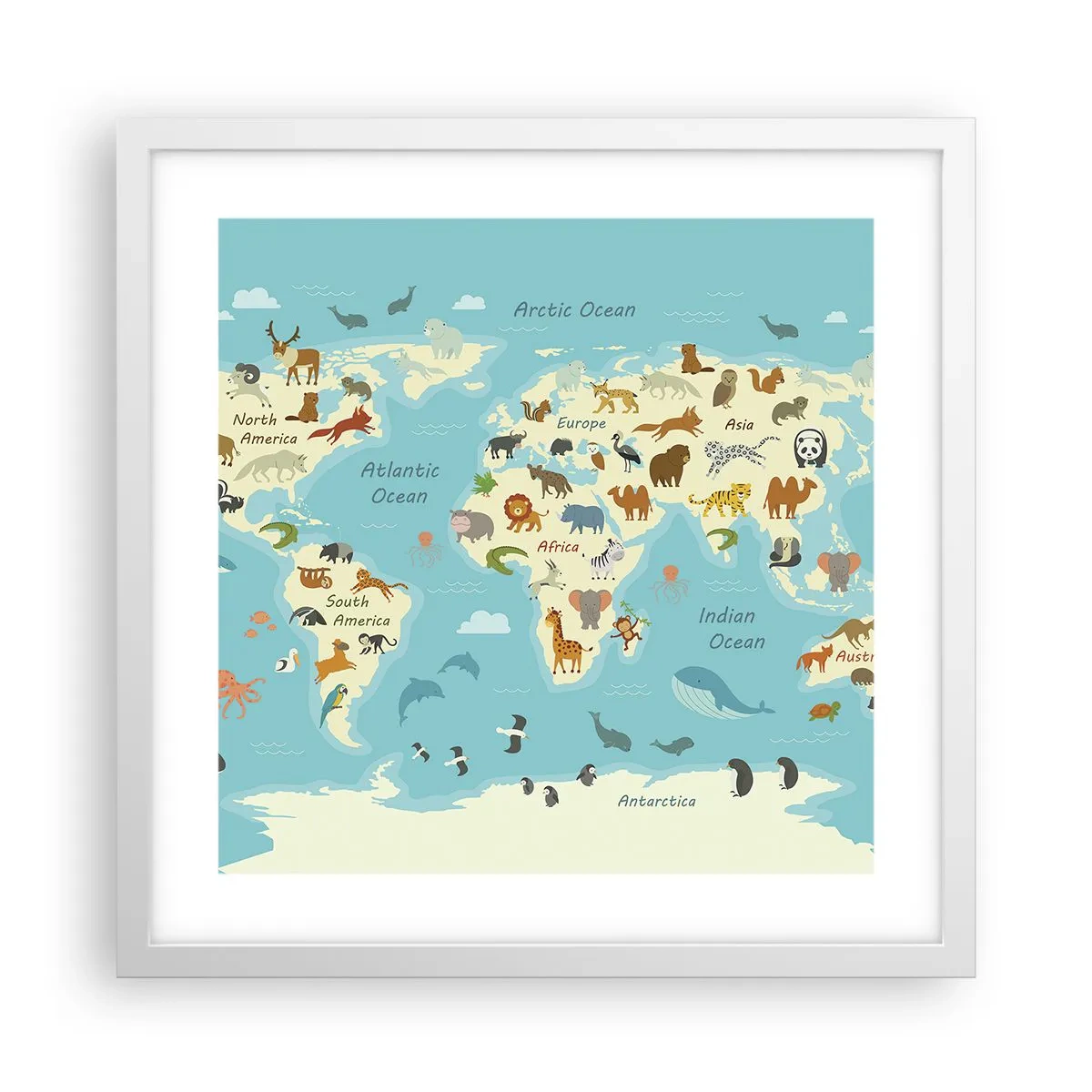 Póster en marco blanco - Buenos vecinos - 40x40 cm