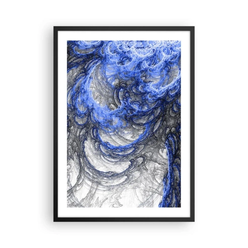 Póster en marco negro - Ondas abstractas en tonos azules y grises - 50x70cm - El nacimiento de una ola - Decoración de pared moderna para salón y dormitorio ARTTOR