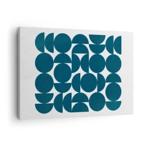 Cuadro sobre lienzo - Impresión de Imagen - Formas geométricas en tonos azul marino sobre fondo blanco. - 70x50cm - Círculos y semicírculos - Decoración de pared moderna para salón y dormitorio ARTTOR