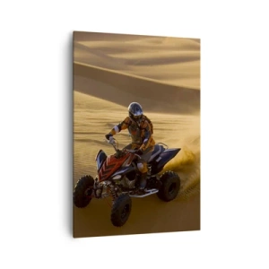 Cuadro sobre lienzo - Impresión de Imagen - Un motociclista en un quad acelerando por las dunas de arena del desierto. - 70x100cm - Sobre las olas de la arena - Decoración de pared moderna para salón y dormitorio ARTTOR