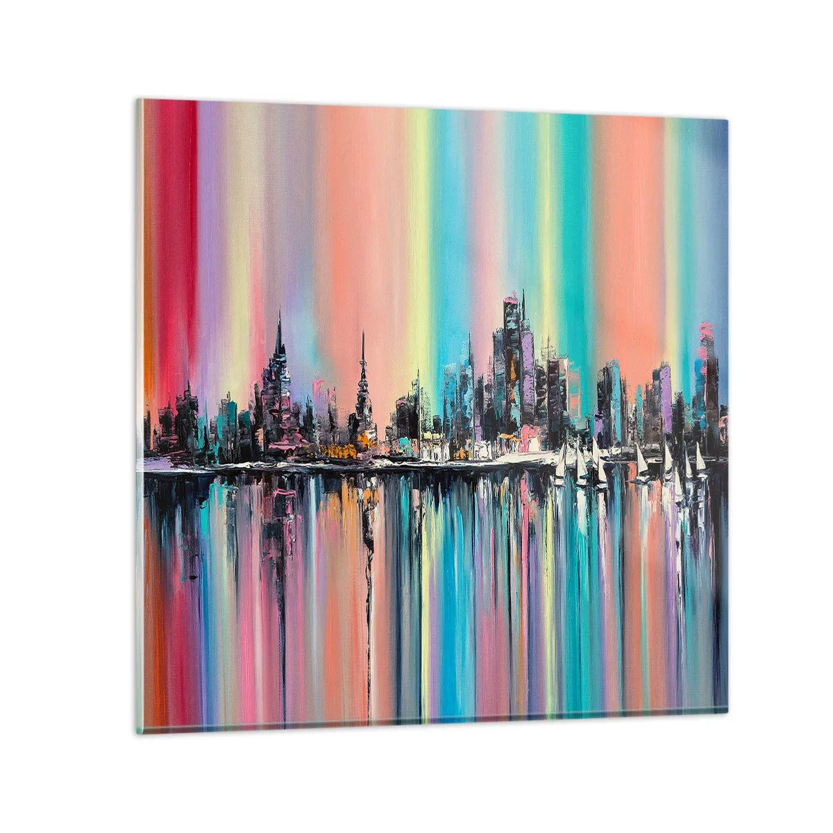 Cuadro sobre vidrio - Impresiones sobre Vidrio - Flota con la luz de la noche - 50x50 cm