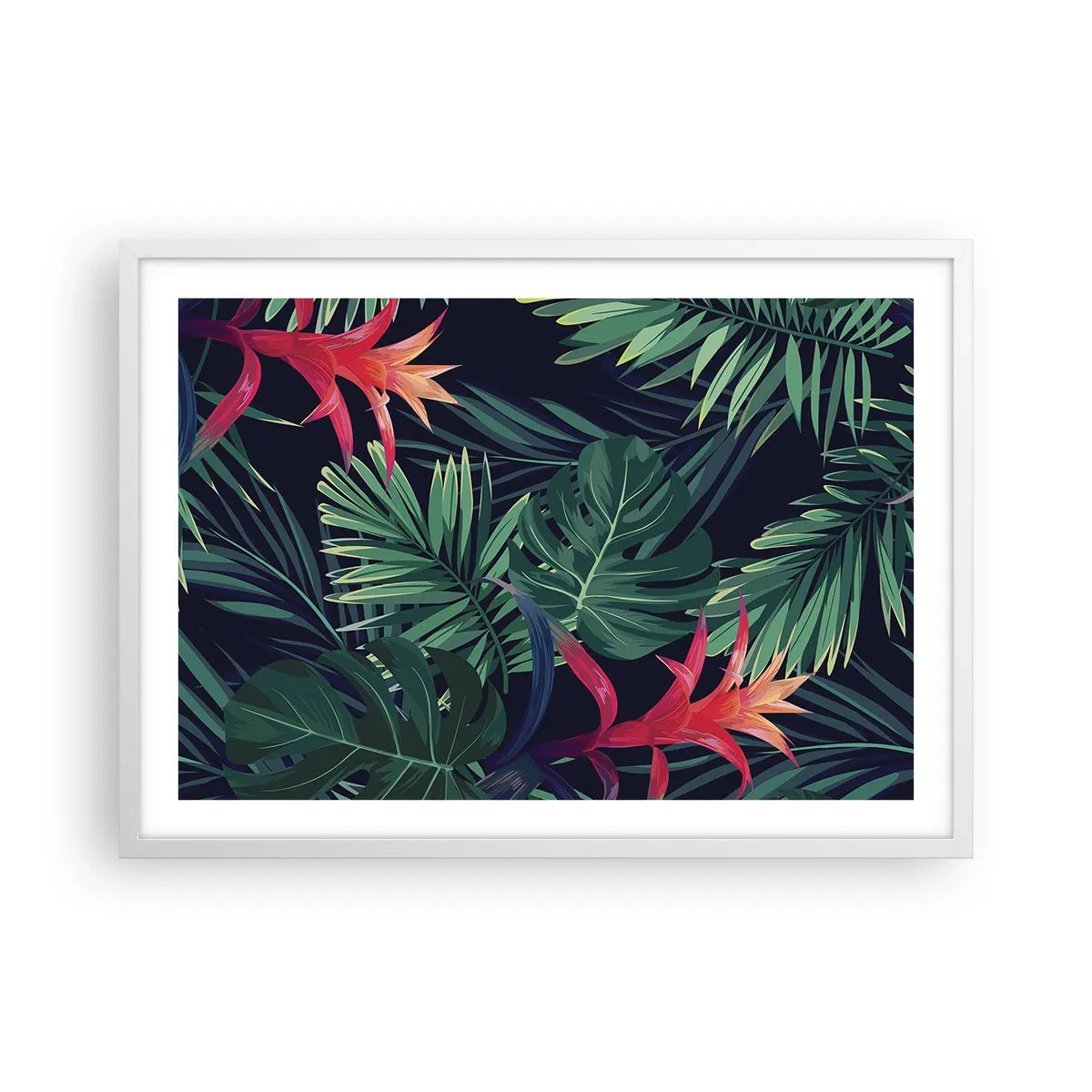 Póster en marco blanco - Encender el color verde - 70x50 cm