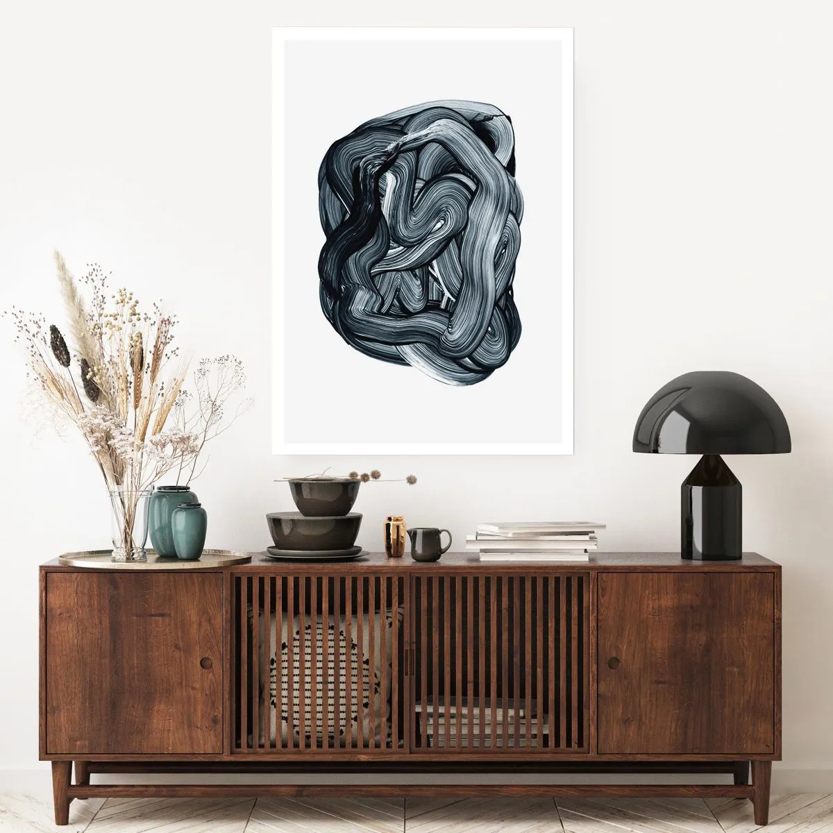 Póster - Composición abstracta de pinceladas en blanco y negro - 50x70cm - No es tan sencillo - Decoración de pared moderna para salón y dormitorio ARTTOR