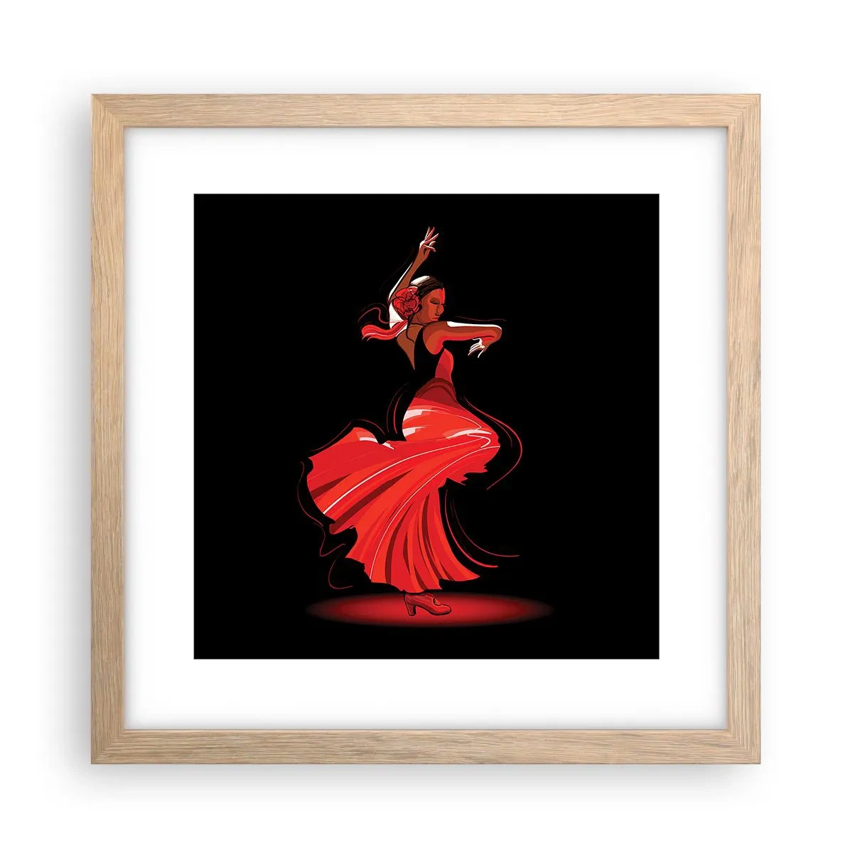 Póster en marco roble claro - El espíritu ardiente del flamenco - 30x30 cm