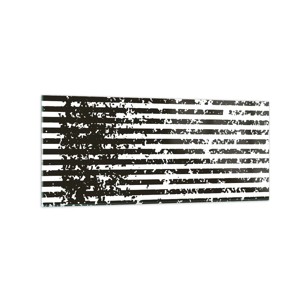 Cuadro sobre vidrio - Impresiones sobre Vidrio - Líneas abstractas con efecto desgastado en blanco y negro. - 120x50cm - Ritmo y ruido - Decoración de pared moderna para salón y dormitorio ARTTOR