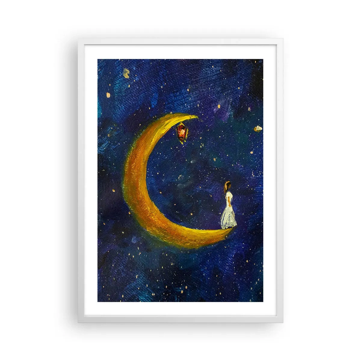 Póster en marco blanco - La llamada de la Luna - 50x70 cm
