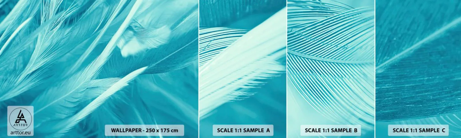 Muestra de fotomural autoadhesivo Deluxe Sticker - Un manto real - Pluma de ave, Pájaro, Gráficos - 100x30 cm