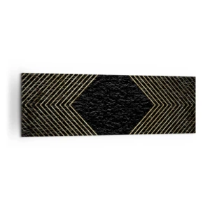 Cuadro sobre lienzo - Impresión de Imagen - Fondo negro con un patrón geométrico de líneas doradas. - 160x50cm - Geometría al estilo glamour - Decoración de pared moderna para salón y dormitorio ARTTOR