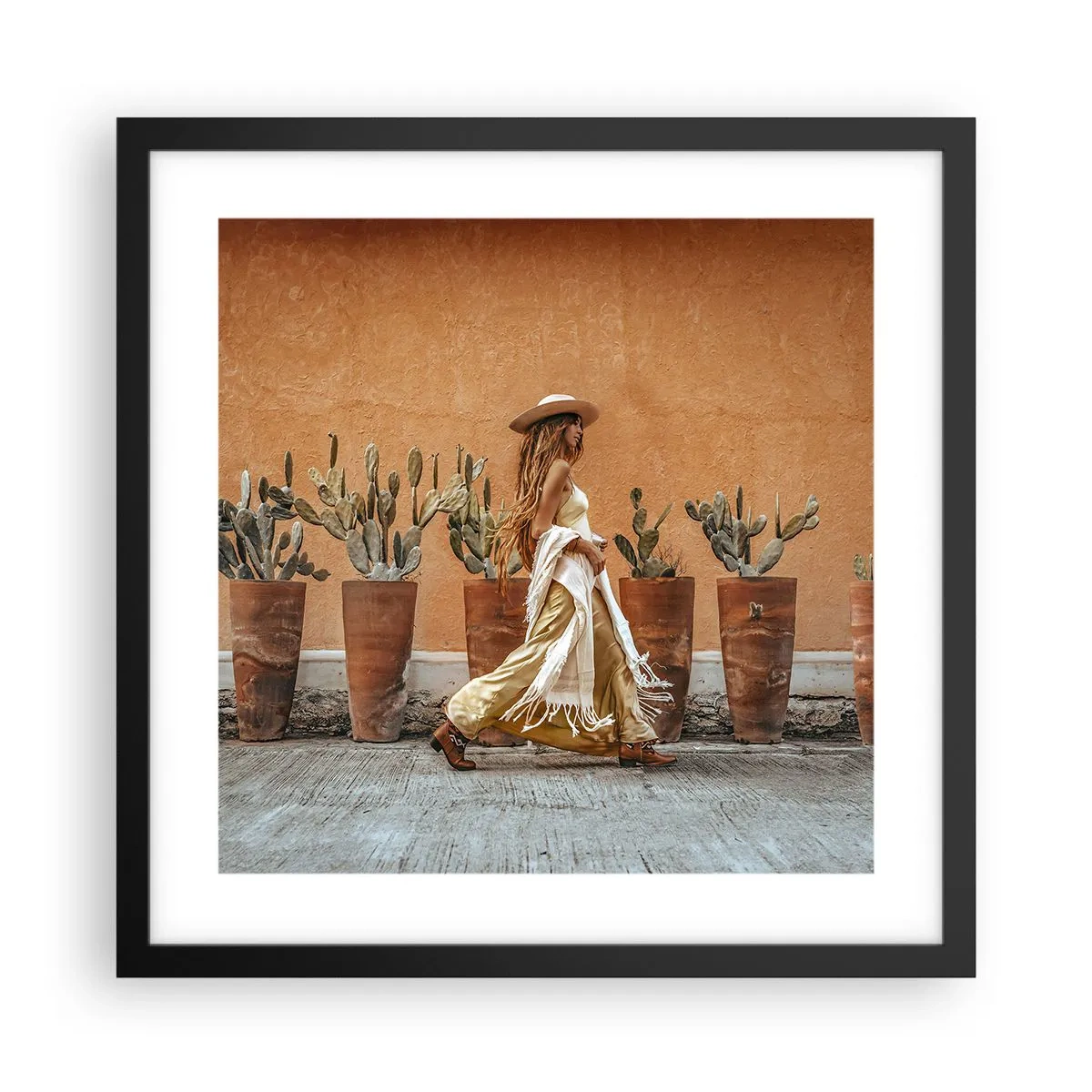 Póster en marco negro - Estilo hippie - 40x40 cm
