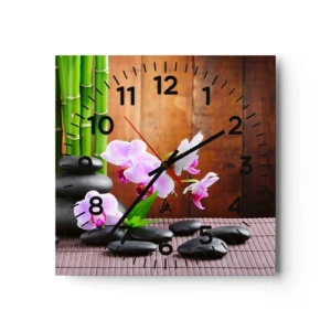 Reloj de pared - Reloj de vidrio - Experimente los placeres de Oriente - 30x30 cm