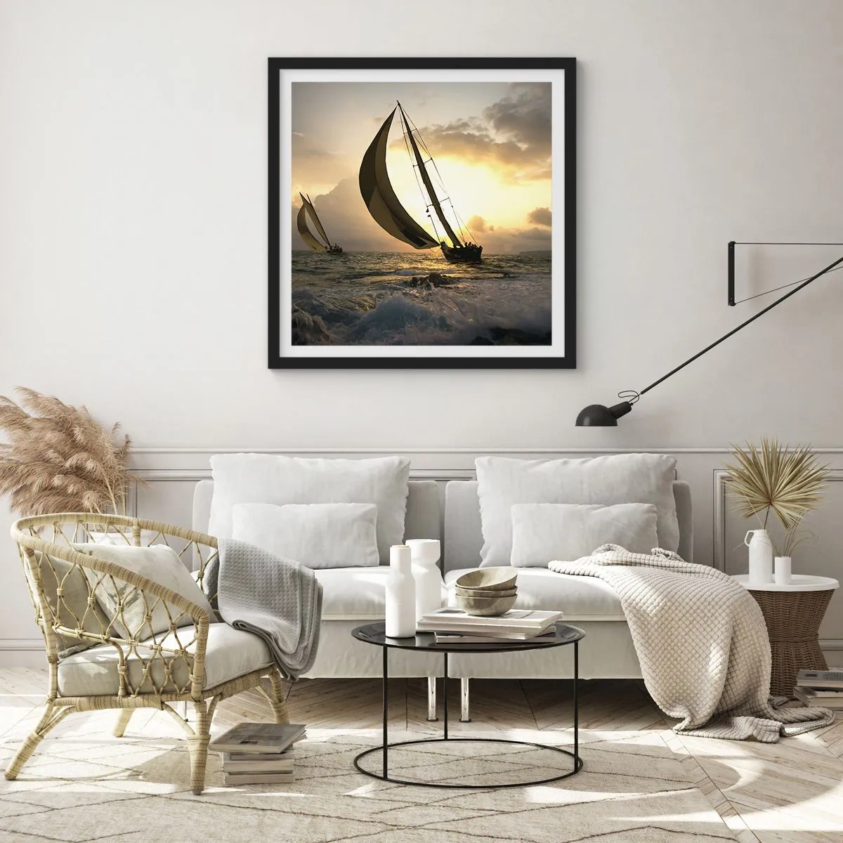 Póster en marco negro - En contra y a favor del viento - 60x60 cm