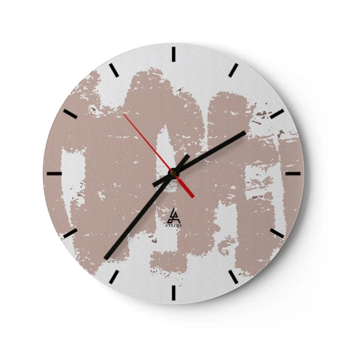 Reloj de pared - Reloj de vidrio - Abstracción textural en tonos rosa empolvado - 30x30cm - Abstracción en rosa suave - Decoración de pared moderna para salón, cocina y dormitorio ARTTOR