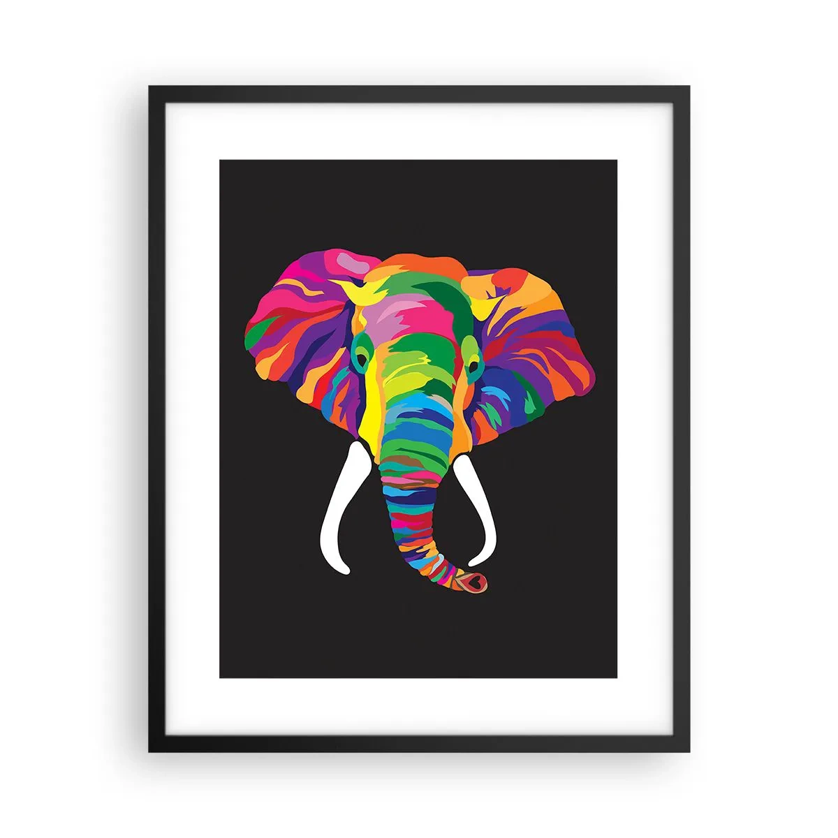 Póster en marco negro - El elefante al que le gustaba bañarse en el arco iris - 40x50 cm
