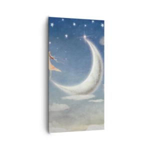 Cuadro sobre lienzo - Impresión de Imagen - Pretendiente sobre azul - 65x120 cm