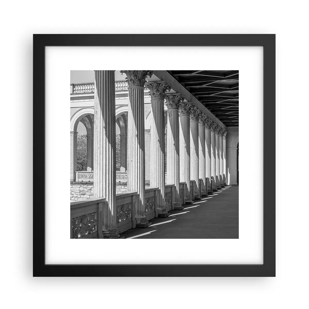 Póster en marco negro - Galería soleada - 30x30 cm