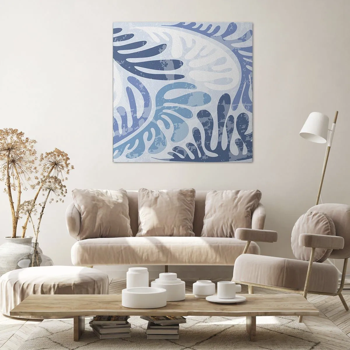 Cuadro sobre lienzo - Impresión de Imagen - Helechos azules - 70x70 cm