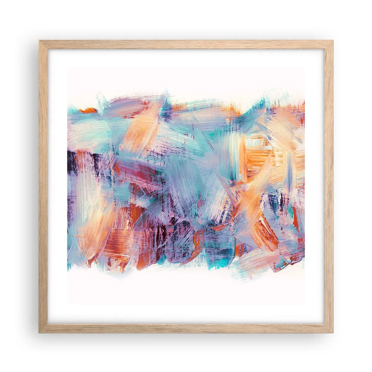 Póster en marco roble claro - Colorido desorden - 50x50 cm