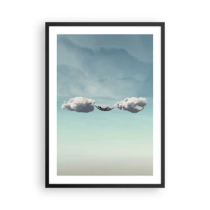 Póster en marco negro - Una hamaca suspendida entre dos nubes contra el cielo. - 50x70cm - La felicidad del momento - Decoración de pared moderna para salón y dormitorio ARTTOR