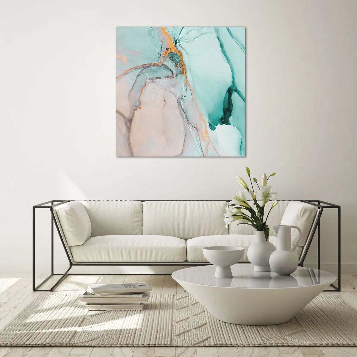 Cuadro sobre vidrio - Impresiones sobre Vidrio - Danza de formas y colores - 60x60 cm