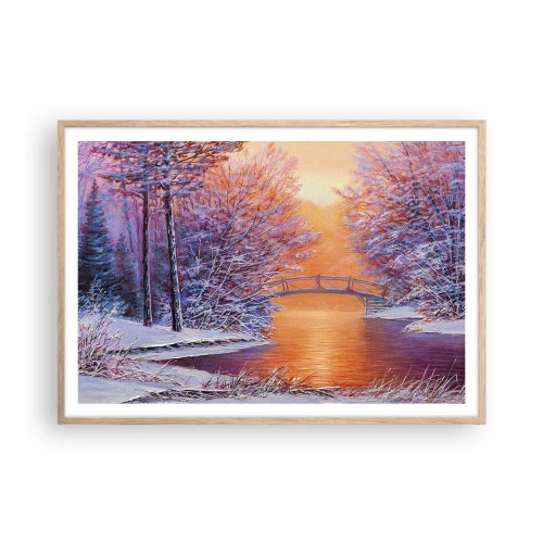 Póster en marco roble claro - Reunámonos aquí - 100x70 cm