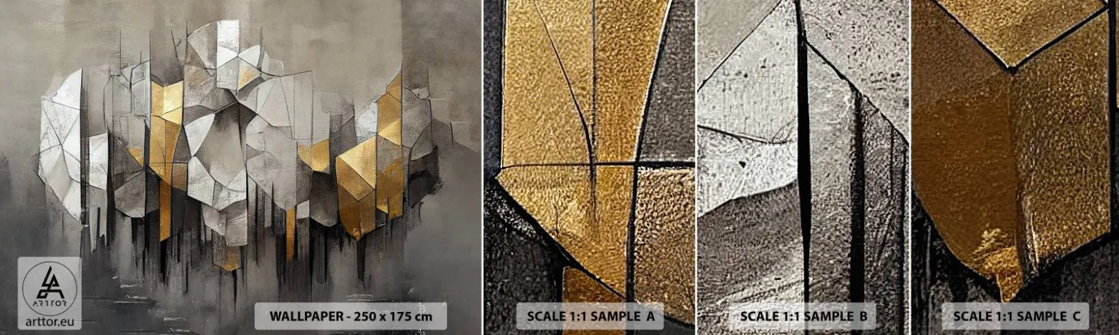 Muestra de fotomural autoadhesivo Deluxe Sticker - Composición hecha de hielo y luz - Abstracción, Pedazo, Arte deco - 100x30 cm