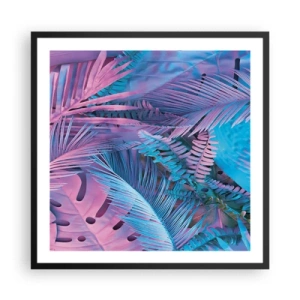 Póster en marco negro - Trópicos en rosa y azul - 60x60 cm