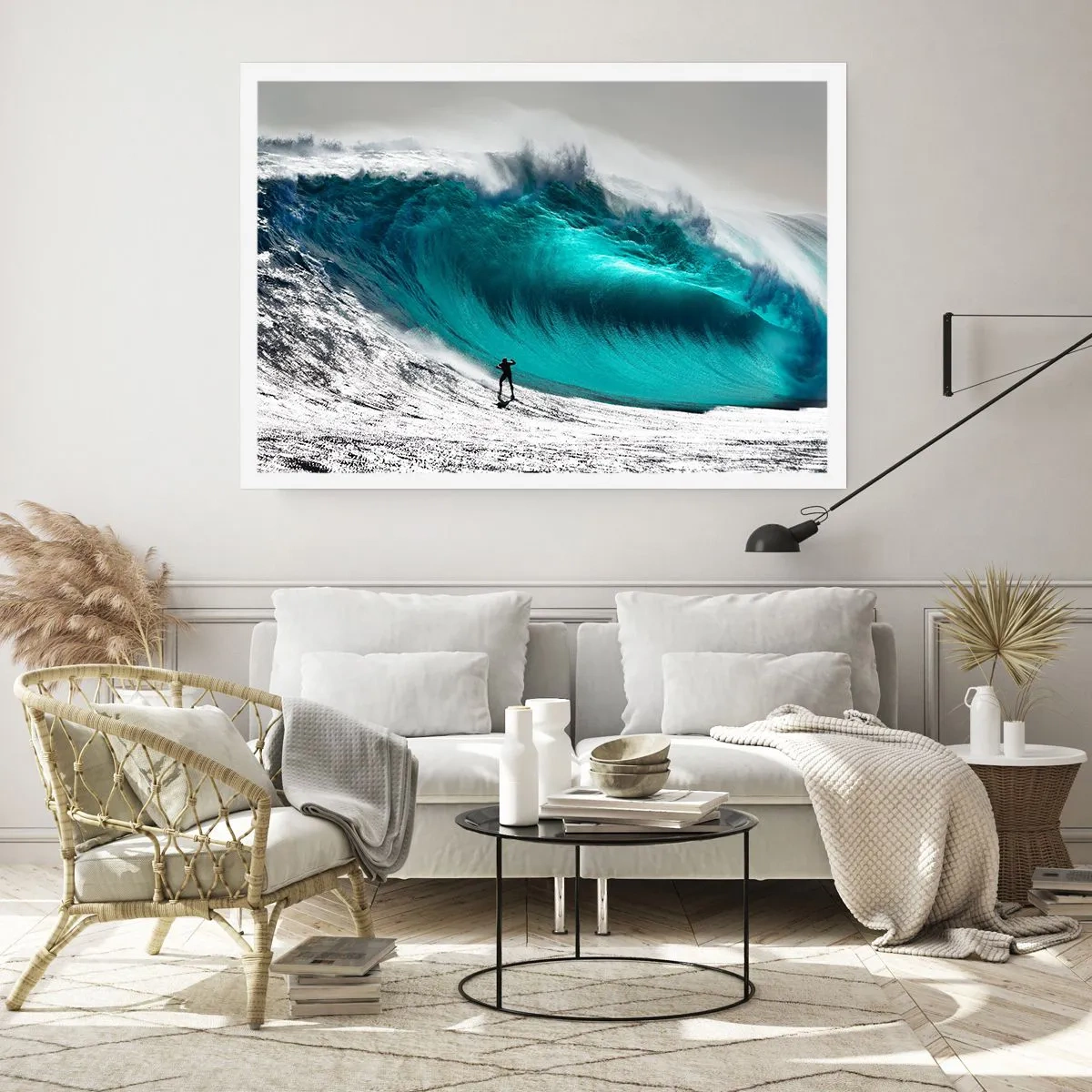 Póster - Surfista frente a una ola gigante - 100x70cm - Reto aceptado - Decoración de pared moderna para salón y dormitorio ARTTOR