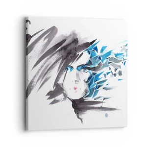 Cuadro sobre lienzo - Impresión de Imagen - Un sensual retrato en gris y azul - 30x30 cm