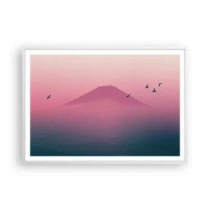 Póster en marco blanco - Sobre las nubes - 100x70 cm