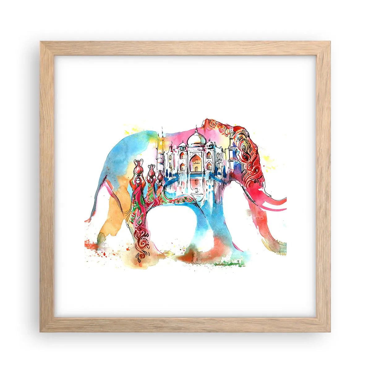 Póster en marco roble claro - India: el aura del amor - 30x30 cm