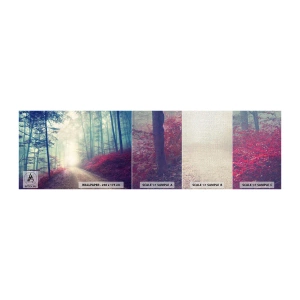 Muestra de fotomural Premium Canvas - Qué bueno es levantarse al amanecer - Paisaje, Bosque, Camino forestal - 100x30 cm