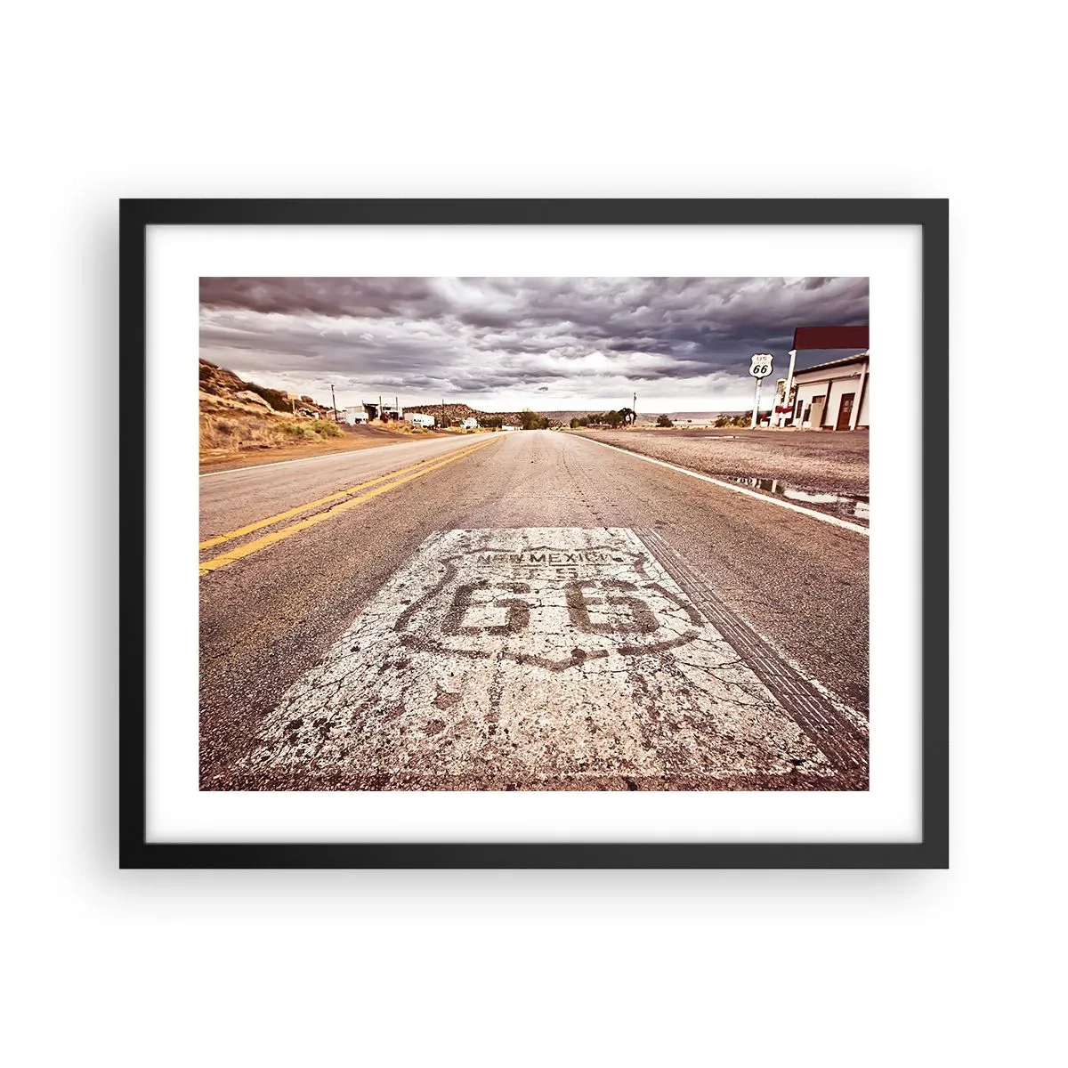 Póster en marco negro - Mother Road: una leyenda americana - 50x40 cm