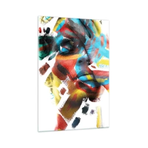 Cuadro sobre vidrio - Impresiones sobre Vidrio - Retrato abstracto en colores vivos - 70x100cm - Una personalidad colorida - Decoración de pared moderna para salón y dormitorio ARTTOR