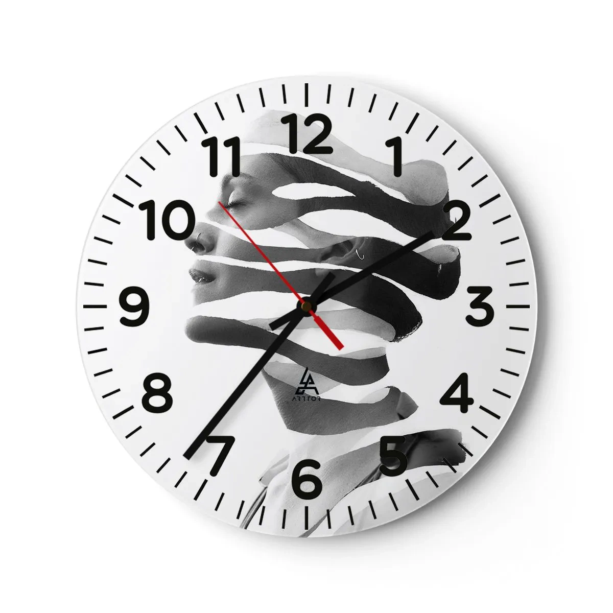 Reloj de pared - Reloj de vidrio - Retrato surrealista - 40x40 cm