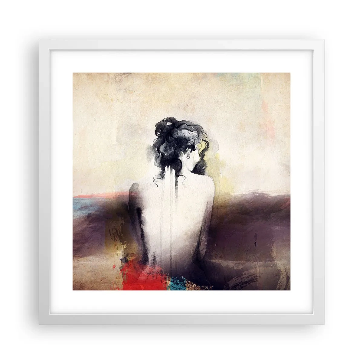 Póster en marco blanco - Líneas suaves, formas ovaladas - 40x40 cm