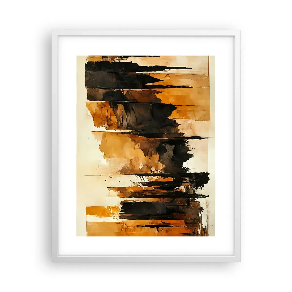 Póster en marco blanco - Armonía de negro y oro - 40x50 cm