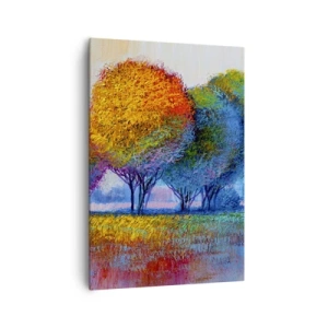 Cuadro sobre lienzo - Impresión de Imagen - Árboles coloridos en un paisaje impresionista - 70x100cm - Un conjunto de colores llamativos - Decoración de pared moderna para salón y dormitorio ARTTOR