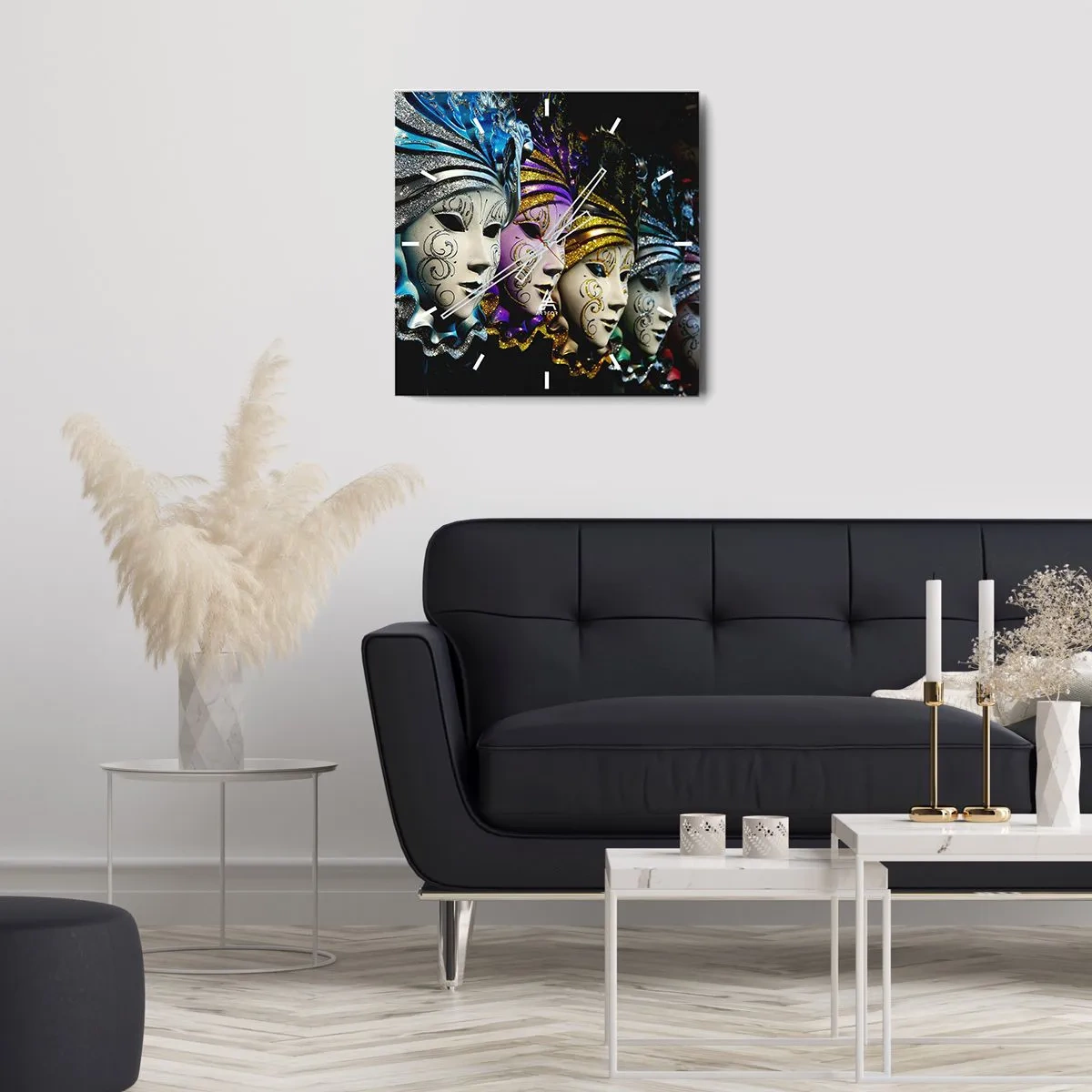 Reloj de pared - Reloj de vidrio - Misterio en oro y plata - 40x40 cm