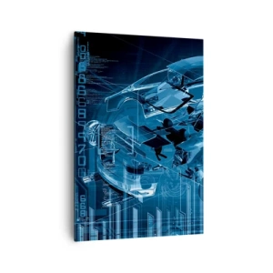 Cuadro sobre lienzo - Impresión de Imagen - Un dibujo técnico moderno de un automóvil con elementos estructurales. - 70x100cm - Anatomía del ingeniero - Decoración de pared moderna para salón y dormitorio ARTTOR